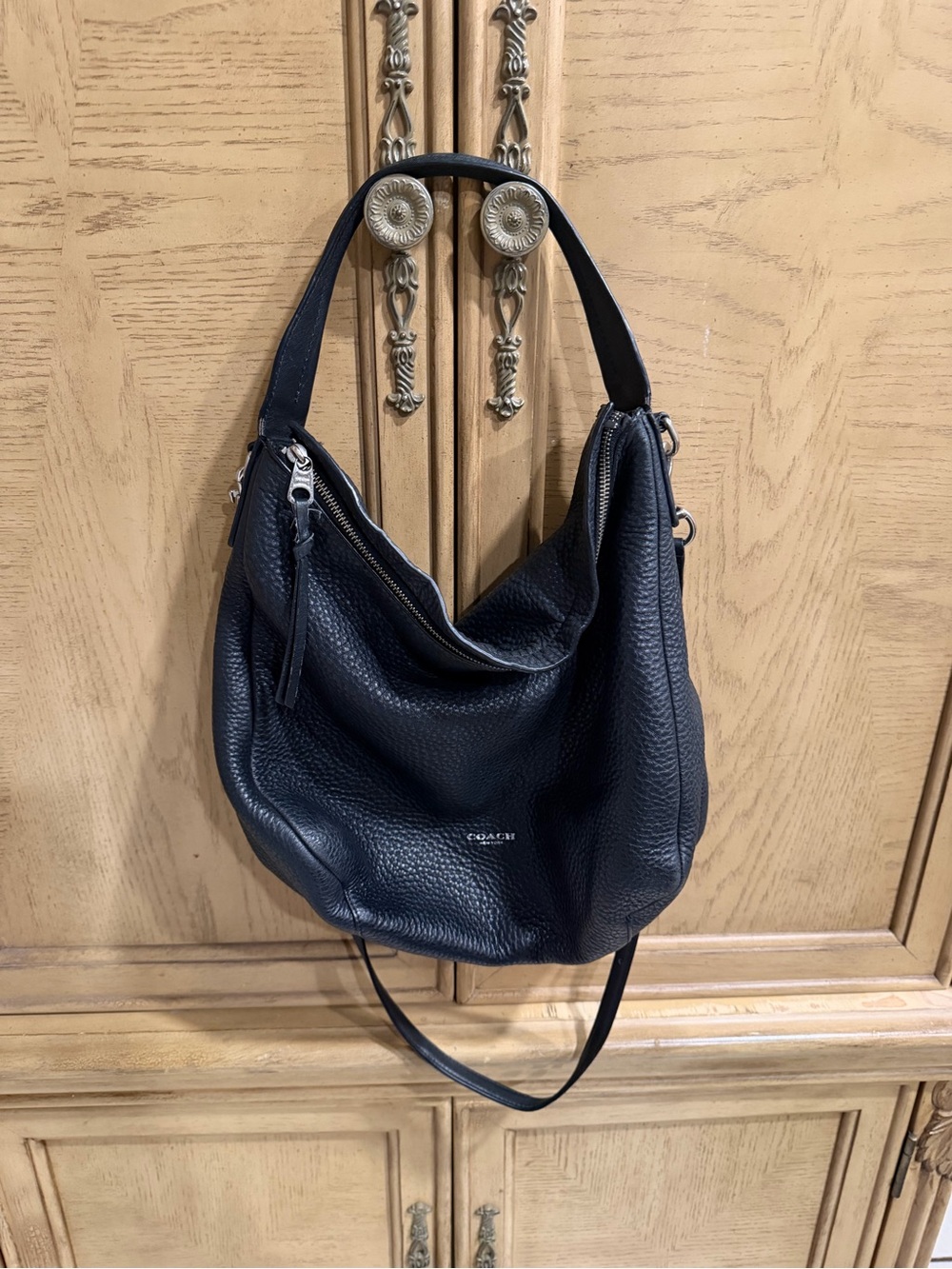 Coach Black Pebbled Leather Shoulder Hobo - Picture 4 of 5